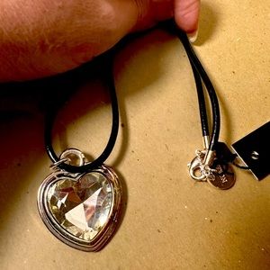 New black leather and silver heart necklace from Sweden. High quality